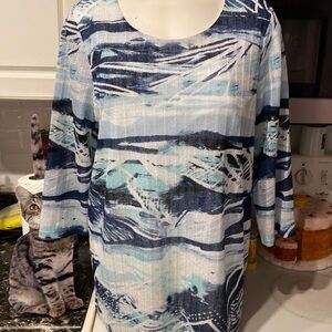 E womens Chico’s 3/4 sleeve stretch lined regular size top size 3